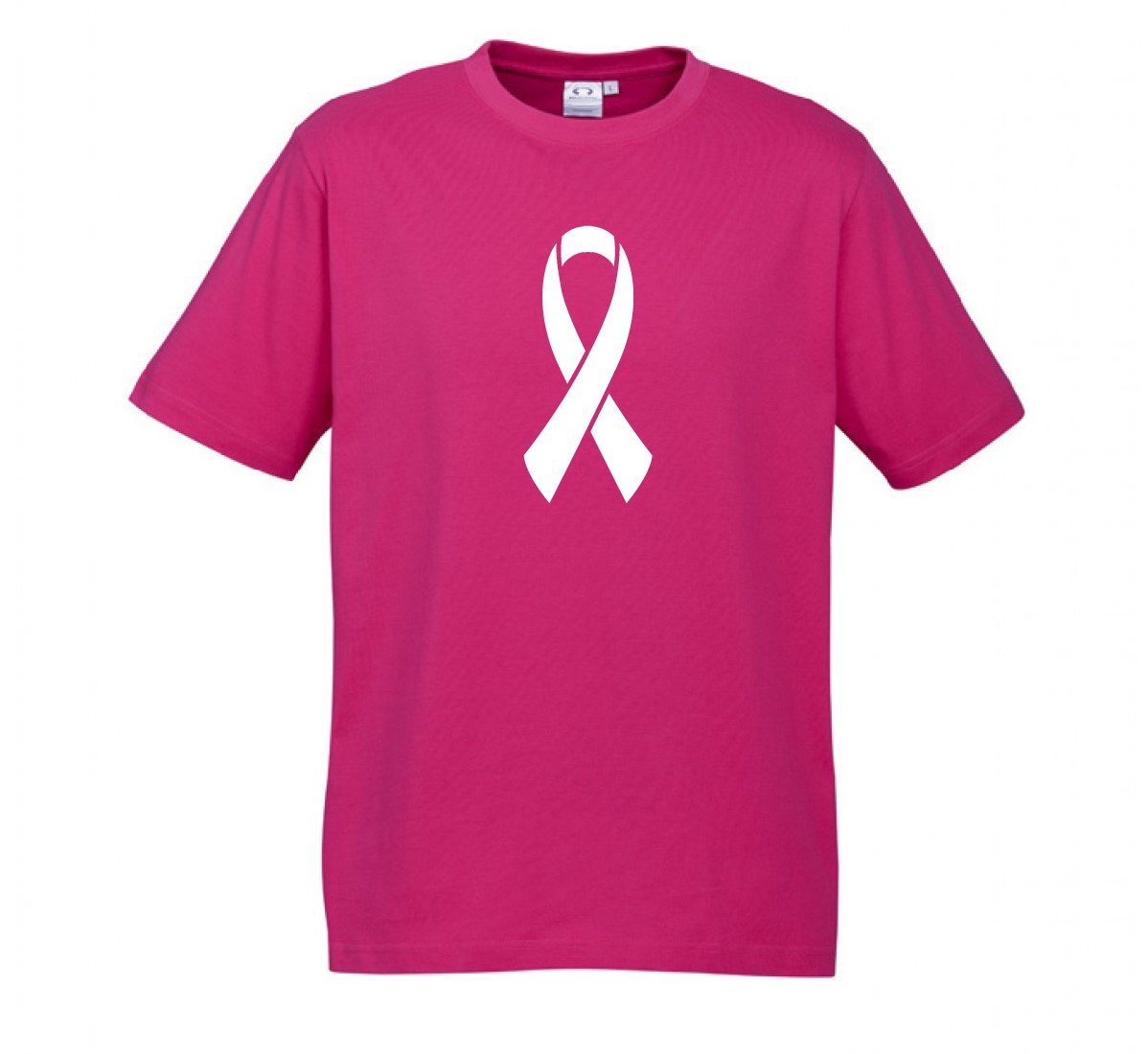MENS Ice Cotton Hot Pink T-Shirt with White Ribbon logo